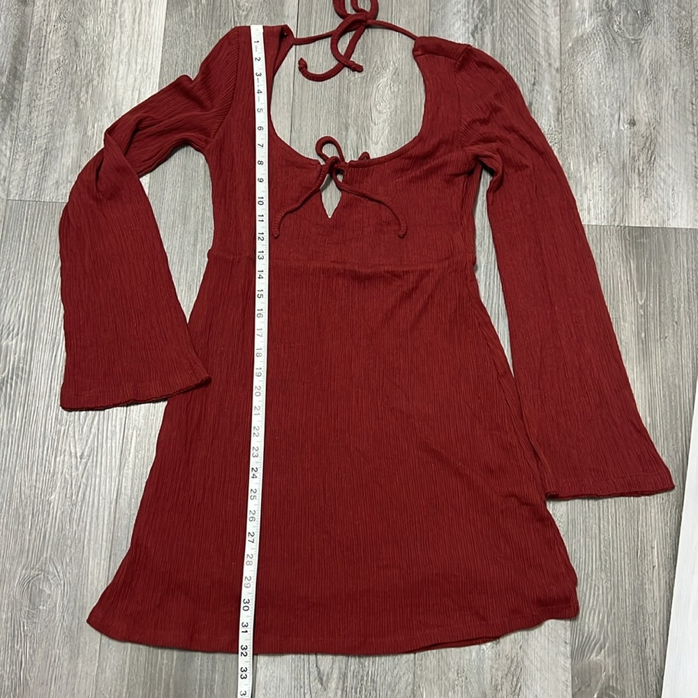 Free People ribbed long sleeve dress/open back/ brown-burnt orange /size M /NWT - Picture 11 of 12